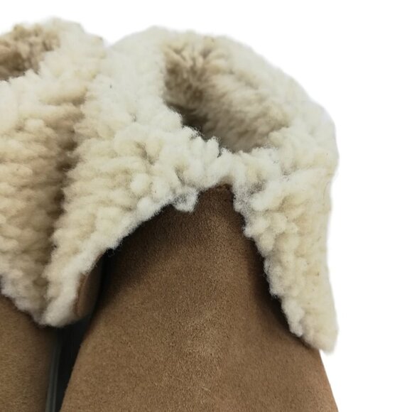 Ugg Lynus Chestnut Suede Sheepskin Fold Over Low Boots Size 7 Ankle Shearling - Picture 3 of 11